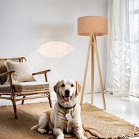 Stehlampe Dreibein Tripod 146 Cm Klein Holz Kork Boho E27 Stehleuchte Wohnzimmer
