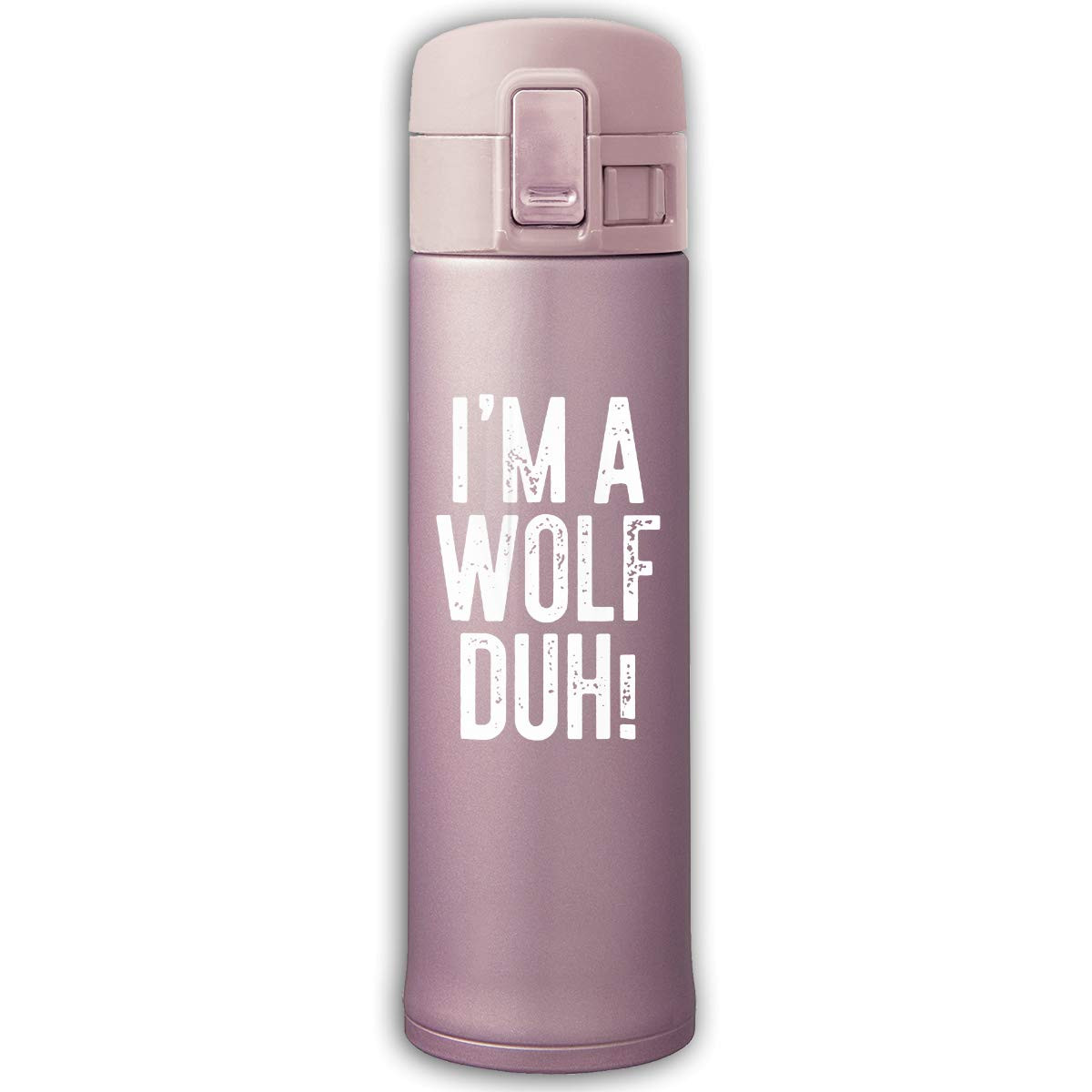 Вакуумная чашка с пружинной крышкой Im A Wolf Duh из нержавеющей стали, 500 мл/17 унций