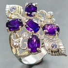 Jewelry ring Natural Amethyst Ring 925 Sterling Silver Size 7 /R442366