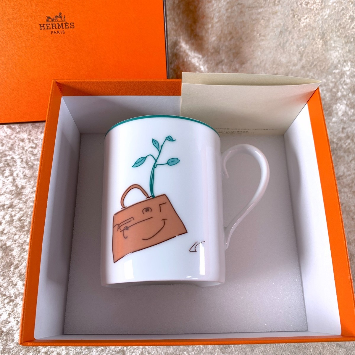 Vintage Hermes Paris Mug Cup Kelly Bag 1998 Limited Porcelain