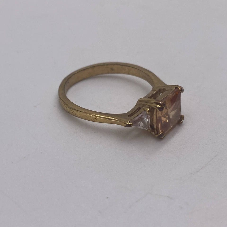 Винтажное кольцо с желтым камнем размер 9 золотистый цвет - Изображение 2 из 4