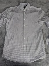 Hugo Boss Slim Fit Mens Button Down Longsleeve Shirt Size 17 - 43 White Gray