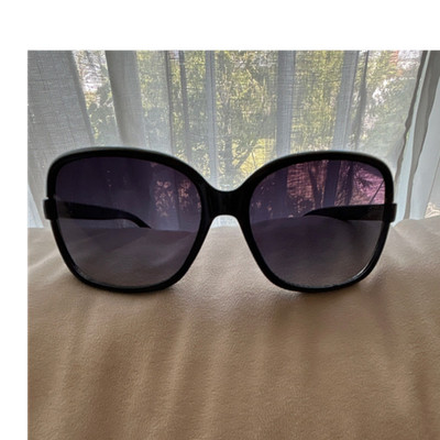 Calvin Klein Oversized Black Women's Sunglasses Purple Lens