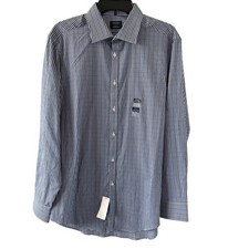 Arrow Mens Slim Fit Wrinkle-Free Blue Gingham Dress Shirt Sz 16-16.5 32/33 L. NW