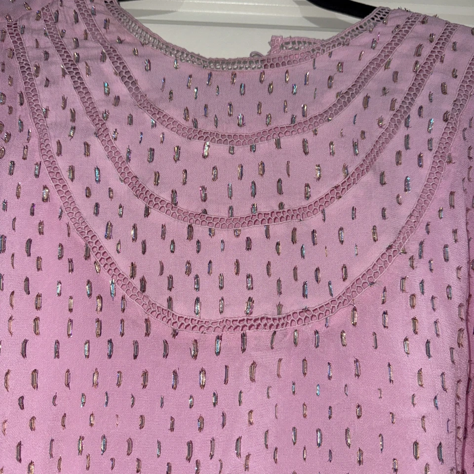 Lilly Pulitzer Briley Top Calla Lilly Pink Viscose Metallic Rainbow Size Xl - Image 4 of 4
