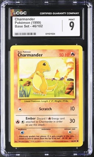 CGC 9 Charmander 1999 Base Set 46/102 Graded Pokemon Card MINT FRESH SLAB