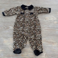 Little Me Baby Size 6 Months Vintage Fleece Leopard Print Footie Pajamas