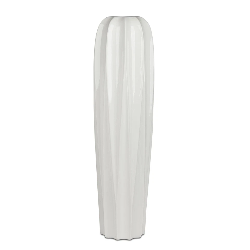 Bodenvase BASIC rund mit Relief weiß H. 58cm Keramik Formano