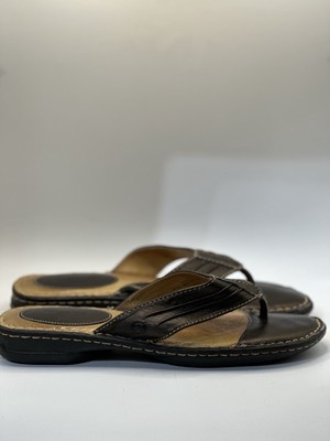 Brown Leather Born Thong Sandals, Size 10 Flip Flop Slip-Ons