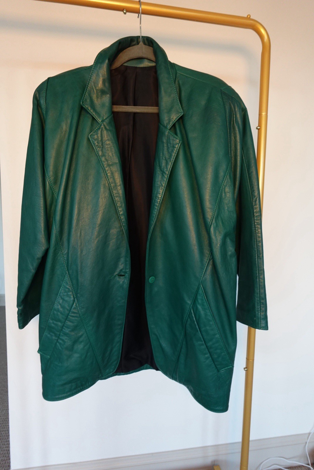 Rare Women’s Firenze Emerald Green Leather Blazer Vintage Made in USA image 3