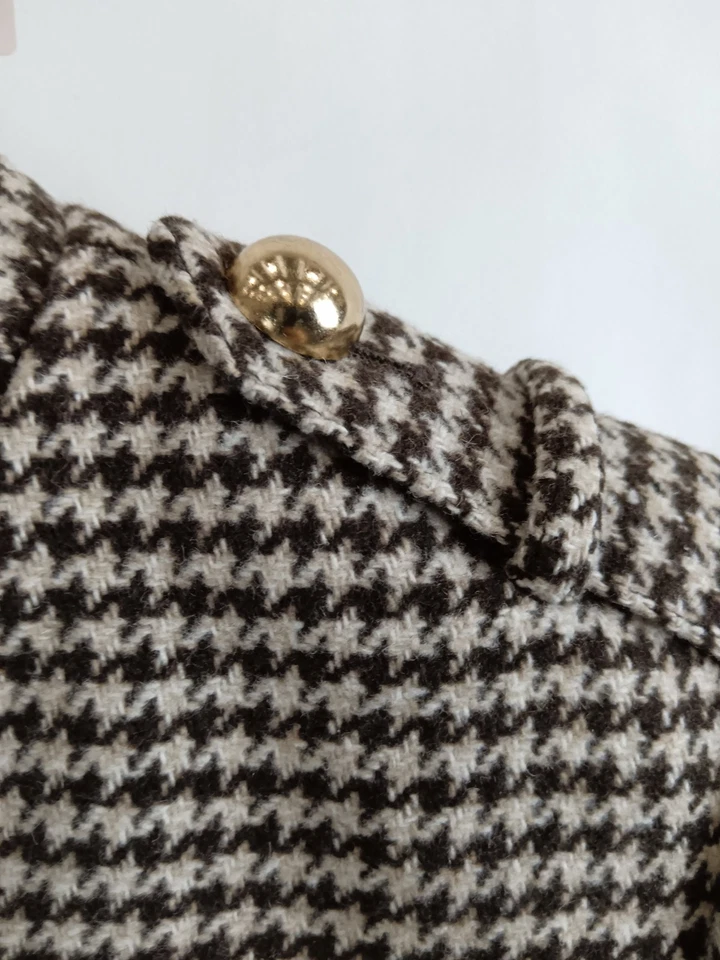 Mint Velvet Brown Check Military Jacket Women's S Gold Button Houndstooth BNWT - Image 3 of 4