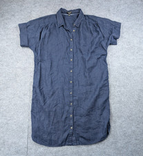 J Crew Shirt Dress Women Medium Baird Mcnutt Irish Linen Blue Coastal Minimalist