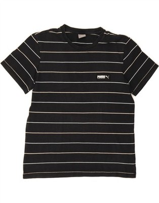 PUMA Mens T-Shirt Top Medium Black Striped Cotton DF34