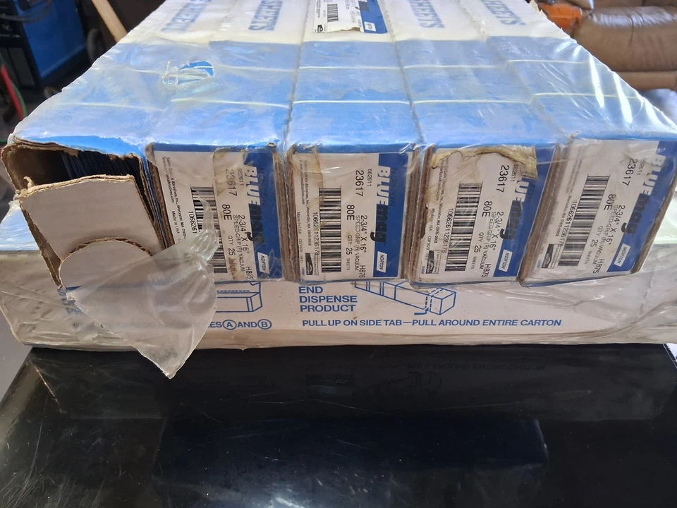 NORTON Bluemag H875 Body File Air File Hojas 80 Grano 247 Hojas Lote Nuevo de Lote Antiguo EE. UU. Foto 4 de 4