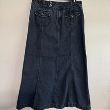 Vintage Christopher Banks Maxi Skirt Women's 8 Dark Wash Denim Cargo Pockets Y2K