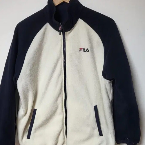 FILA Fleece Teddy Jacket Ivory/Navy Official