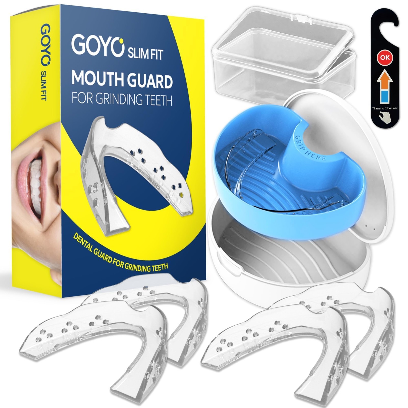 Custom Fit Mouth Guard for Teeth Grinding - Dental Night Guard with Case (4 Pack