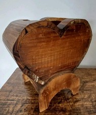 Contenitore porta spazzole vintage in legno Forma Cuore