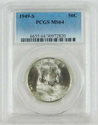 1949-S 50c Franklin Silver Half Dollar PCGS MS64 Choice BU+ Coin C4161