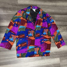 Vintage BFA Classics Spring Blazer Abstract Medium Made In USA Colorful