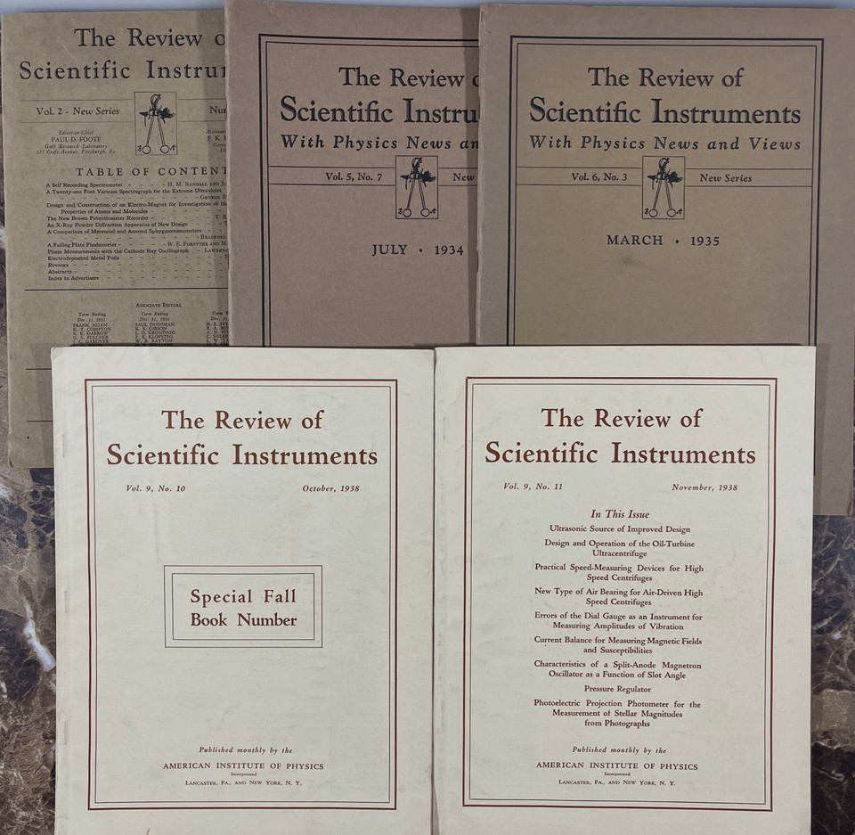 The Review of Scientific Instruments Journal Lot 1931-38 Vintage Test Equipment