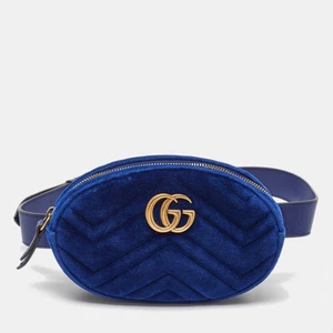 Sac ceinture Gucci bleu matelasse velours GG Marmont