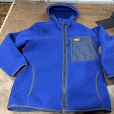 L.L. BEAN Kids Zip Fleece Hoodie Sweater S8 Colorblock Blue EUC