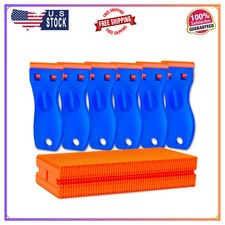 6 Pcs Plastic Razor Blade Scraper Tool with 60 Replacement Blades for Decals