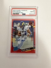 Panini Clearly Donruss Puka Nacua Red Autograph /49 PSA 10 Rookie Rams #96
