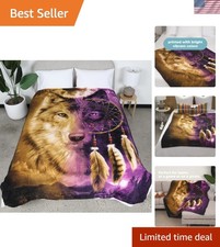 Wolf Dreamcatcher Fleece Blanket - 50x60 Inches Soft Plush Throw for Kids and...