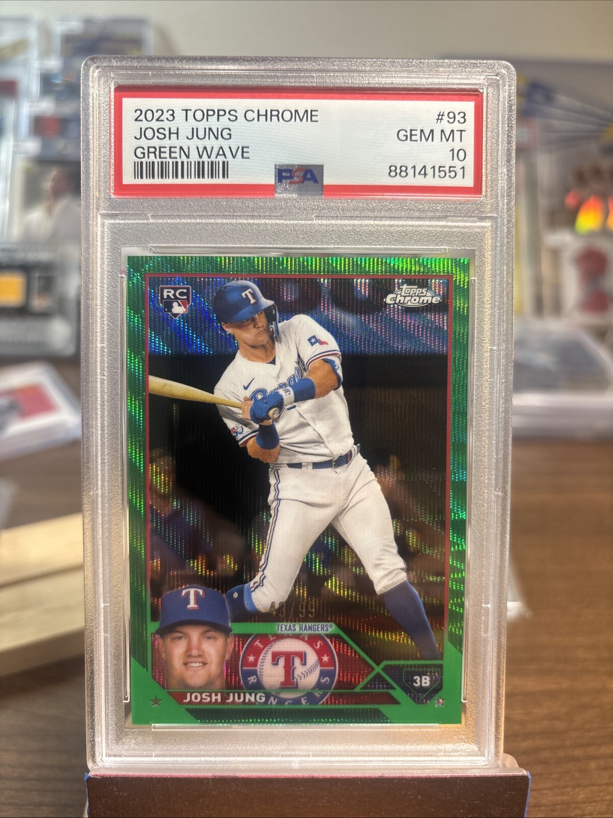 2023 Topps Chrome - Josh Jung #93 Green Wave Refractor /99 (RC)