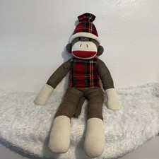 Dan Dee Sock Monkey Plush Brown Body Striped Red Hat  T-shirt, Jumbo 40  2016