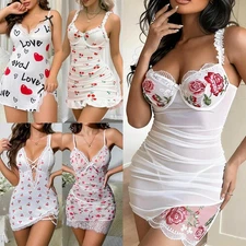 Women's Sexy-Lingerie Lace Babydoll Underwear Nightwear G-string Sleepwear Dress