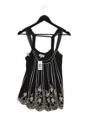 Karen Millen Damen Top UK 10 Schwarz Seide mit Polyester Basic