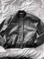 oversize bomberjacke xs grau schwarz bomberja...