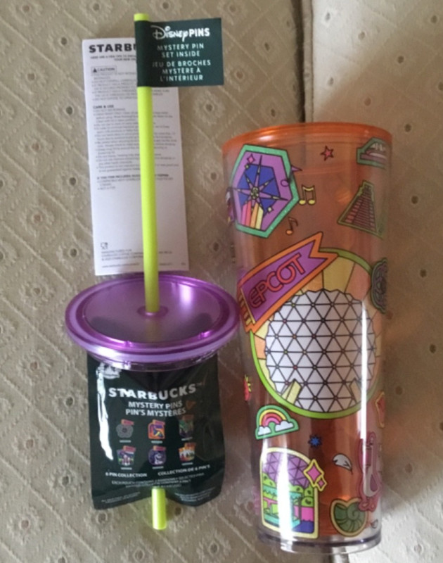 Disney Epcot 24oz Starbucks Tumbler With Mystery Pin Blind Pack