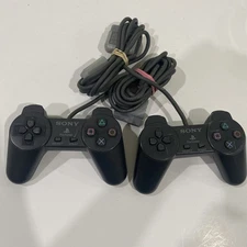 Sony SCPH-1080 Wired PlayStation PS1 Controller - Black OEM - Tested Lot (2)