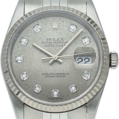ROLEX Datejust Herrenuhr 10P Diamond Computer Dial 16234G(U) K18WG/Stainle...