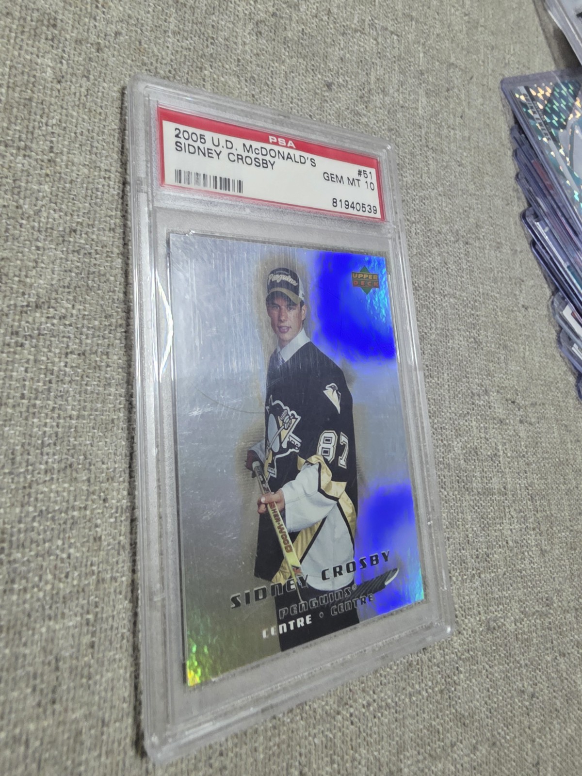 2005 Upper Deck McDonald's Sidney Crosby Rookie PSA 10 view 2