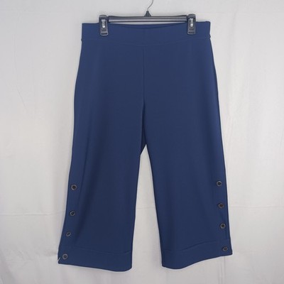 Damee NY womens Pull-On Wide-Leg cropped Pants back Pockets Navy stretch  XL