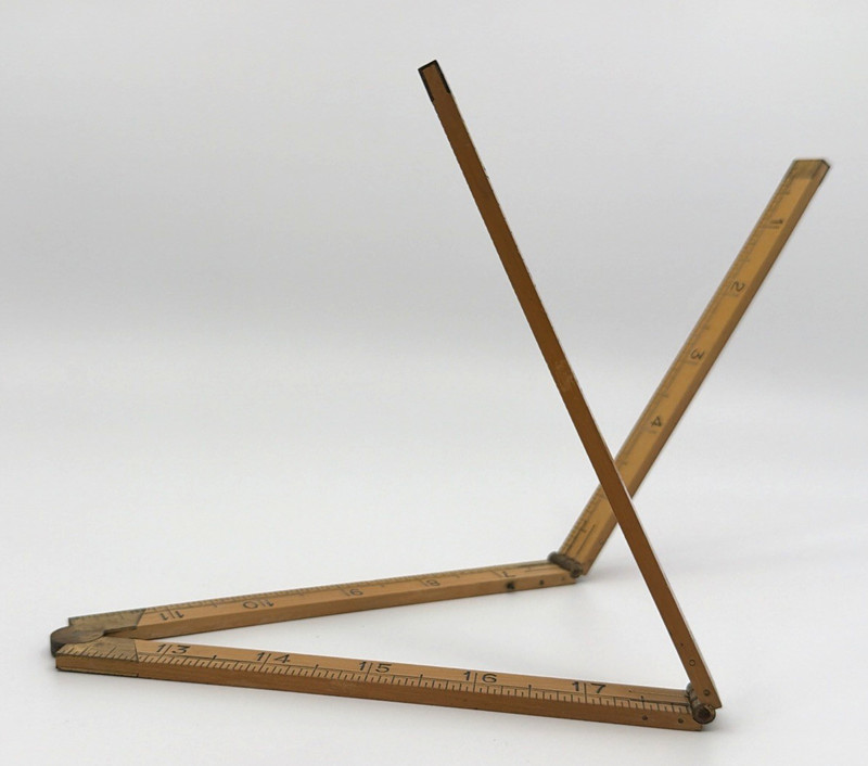 VINTAGE LUFKIN NO. 751 BOXWOOD & BRASS 2-FOOT FOUR-FOLD RULE