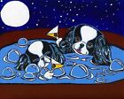 Japanese Chin Hot Tub & Martini Dog Art Print Painting