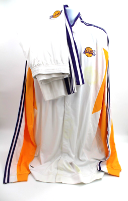 Kobe Era Game Worn Lakers Adidas Warm Up 3XLT Shirt and Pants