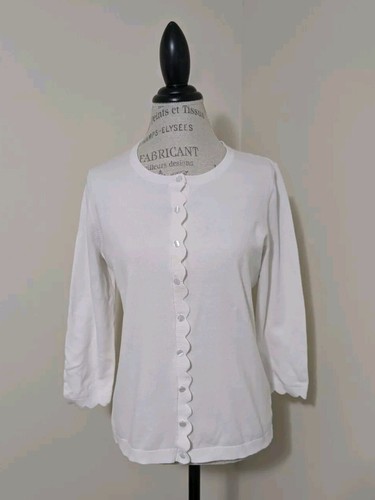 Talbots size M elegant white button up cardigan