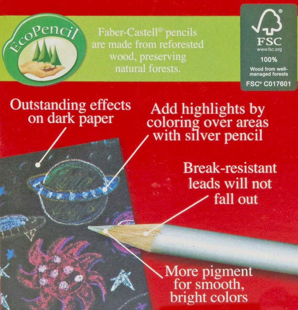 Faber-Castell Metallic Colored Ecopencils - 12 Break Resistant Coloring Pencils