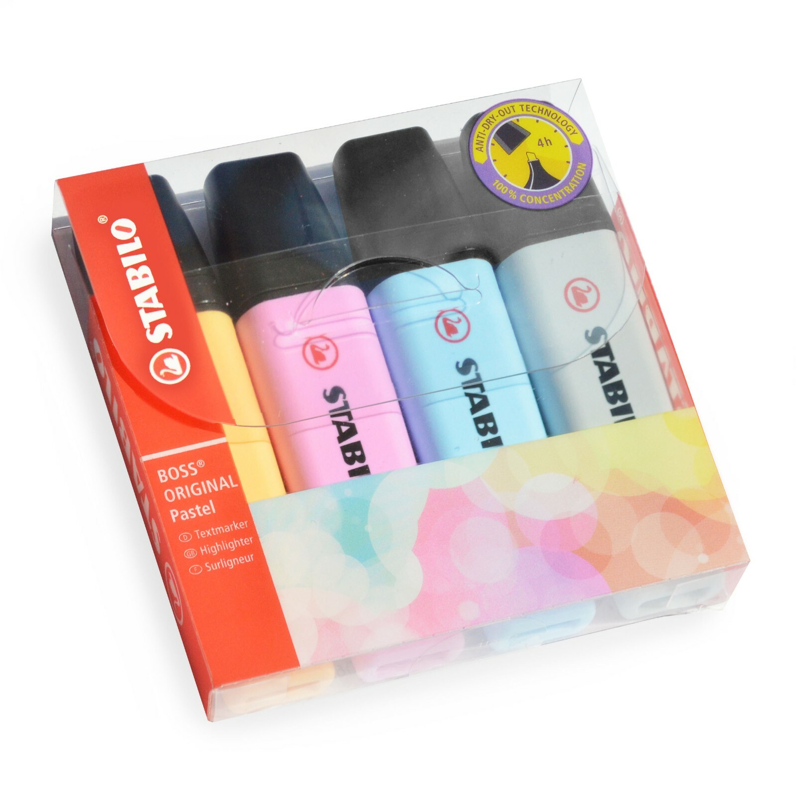 STABILO Boss Original Pastel Highlighter Pens pastel Set of 4 Includes Grey