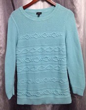 Talbots Women's Lightweight Knit Sweater Mint Green 100 Cotton Size Large