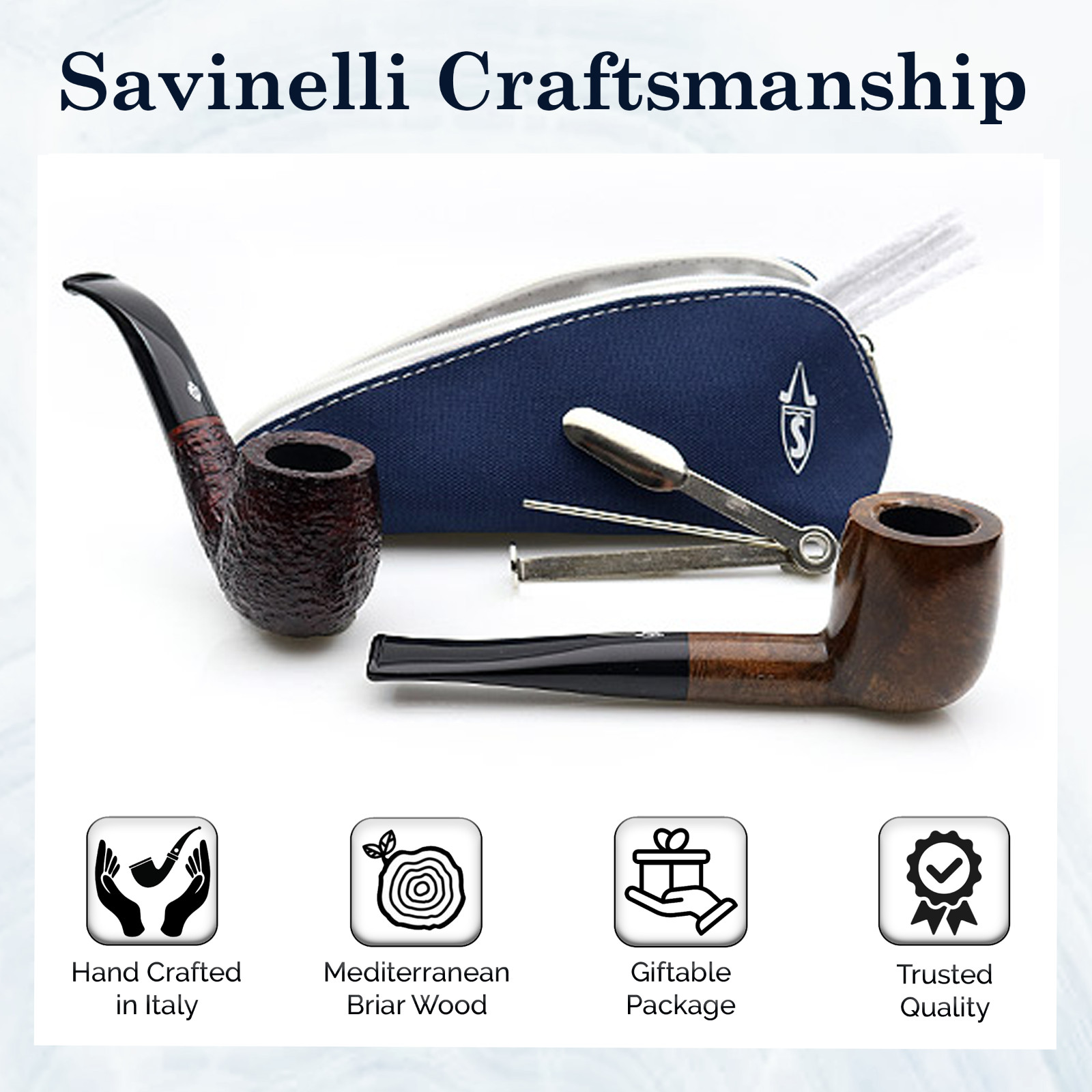 Savinelli One Starter Kit Rusticated 321 Tobacco Pipe with Accessories