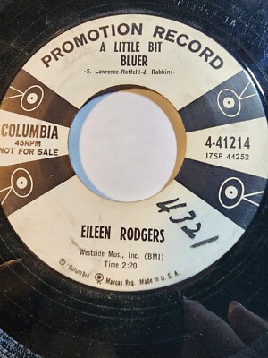 Eileen Rodgers - Teasure Of Your Love / A Little Bit Bluer -PROMO GOOD+ F309