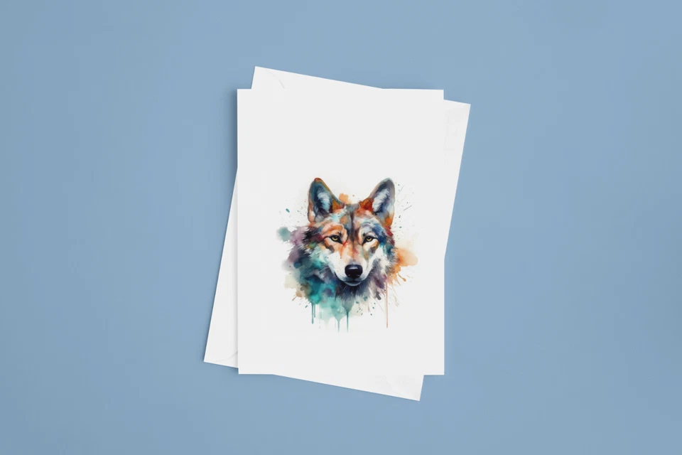 10 tarjetas en blanco Wolf 4x6 hechas a mano con sobres tarjetas hechas a mano Foto 4 de 4